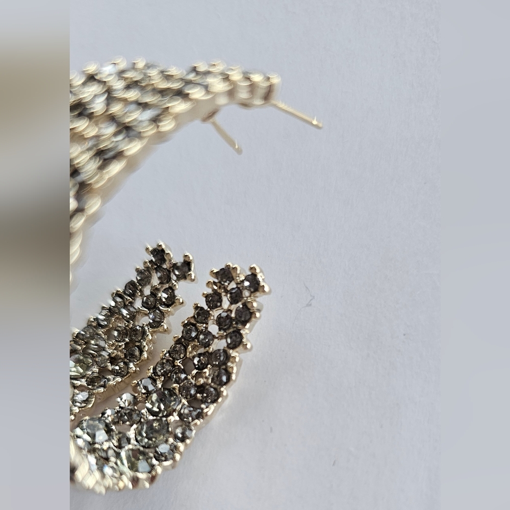 Champagne Rhinestone Earrings - Picture 3 of 6